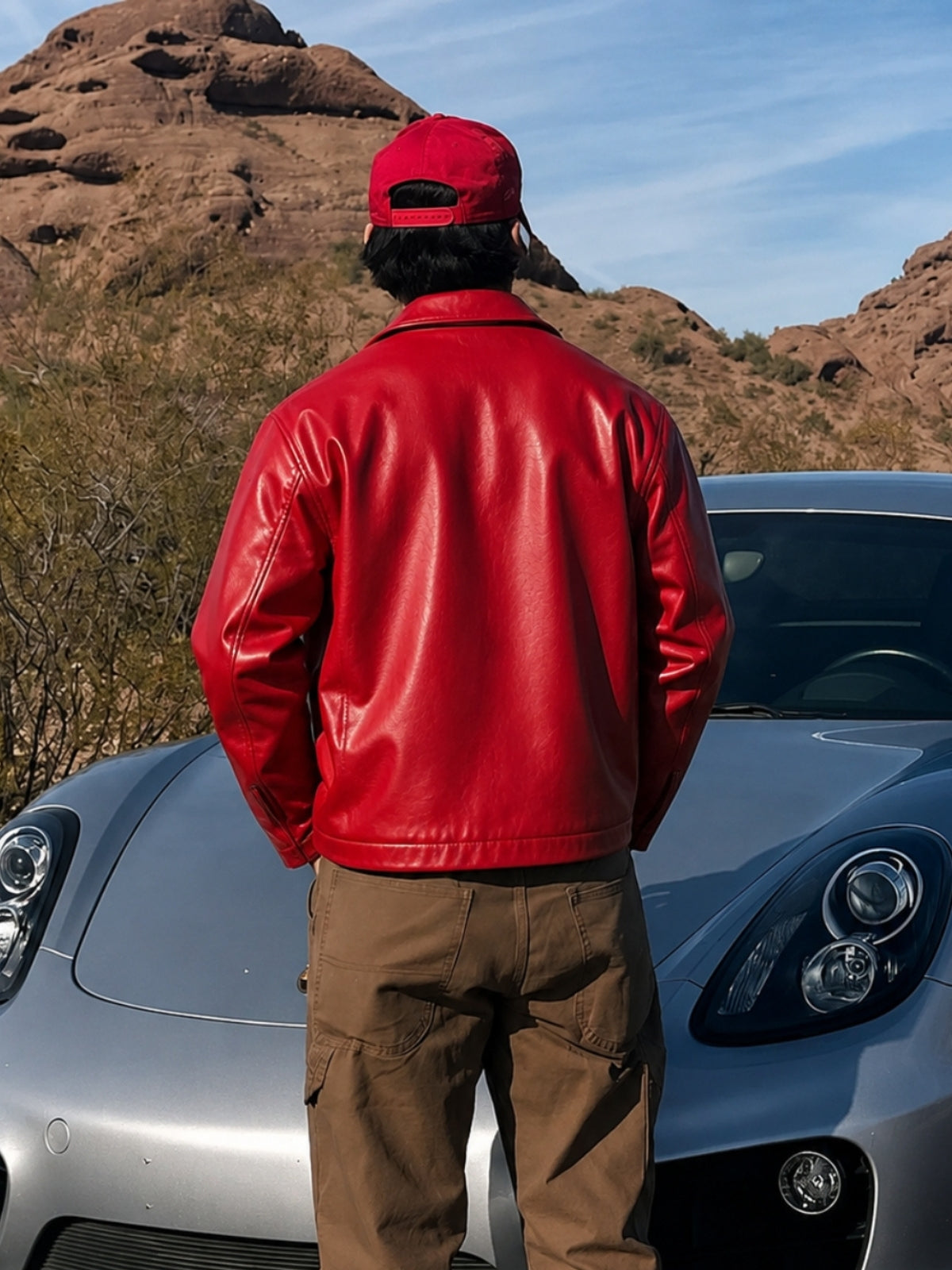 Cherry Red Unisex Leather Jacket