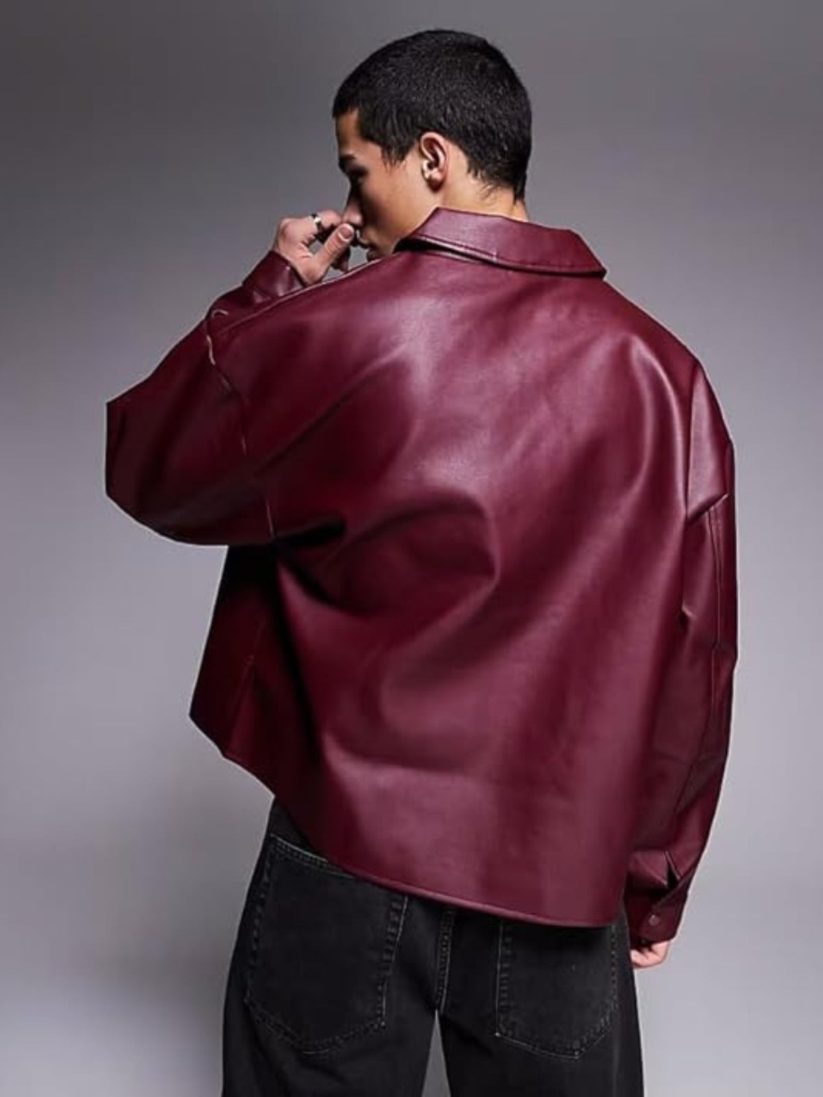 Burgundy Unisex Leather Jacket