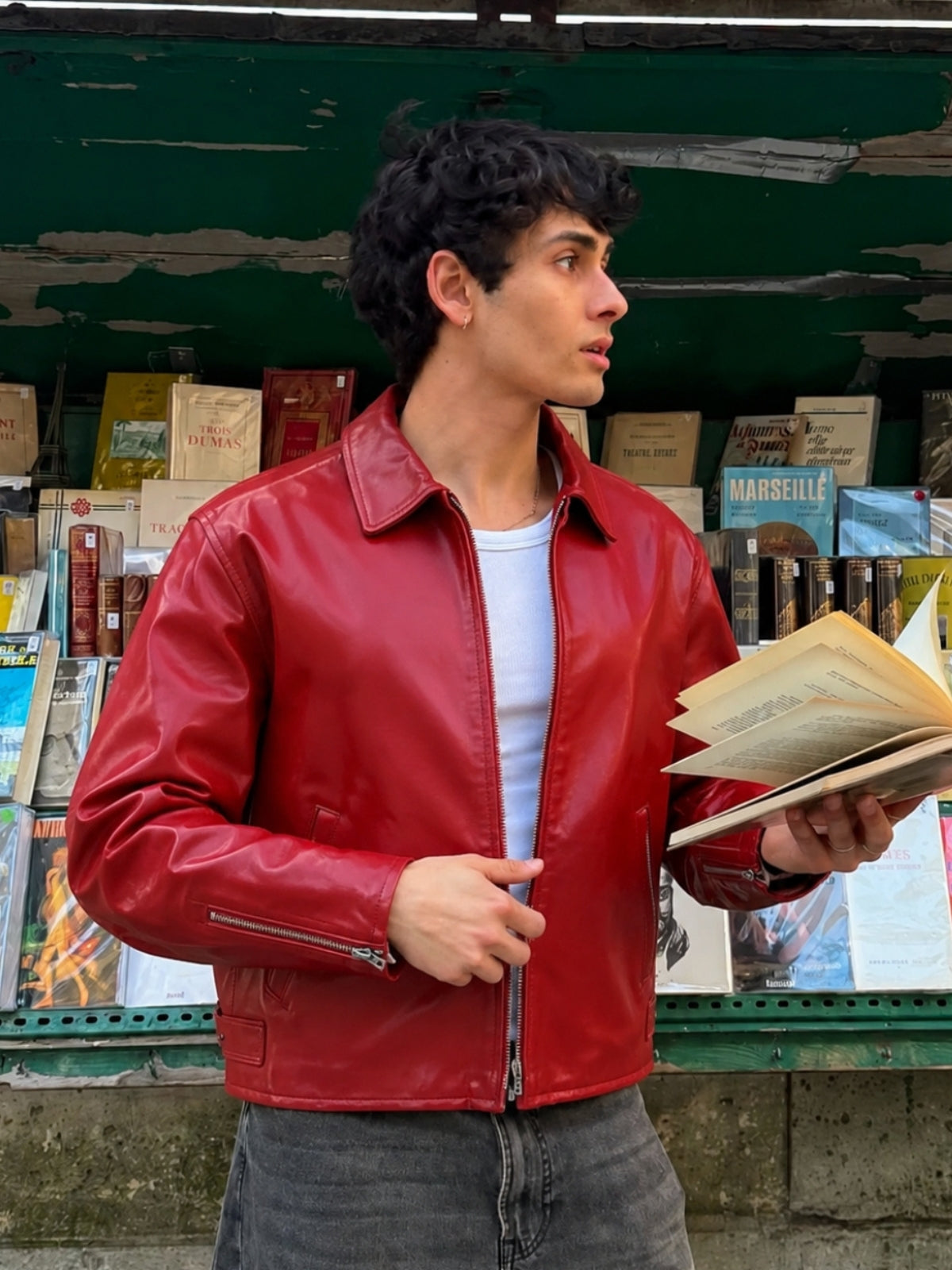 Cherry Red Unisex Leather Jacket