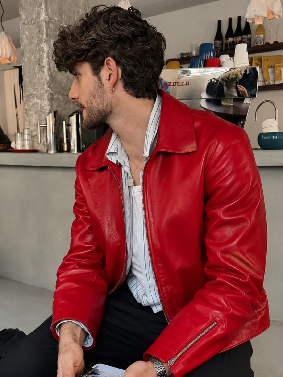 Cherry Red Unisex Leather Jacket