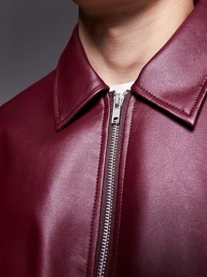 Burgundy Unisex Leather Jacket