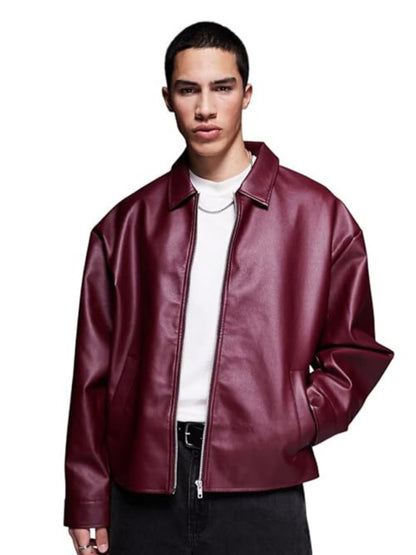 Burgundy Unisex Leather Jacket