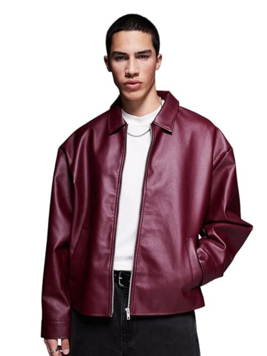 Burgundy Unisex Leather Jacket