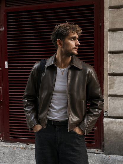 Brown Unisex Leather Jacket